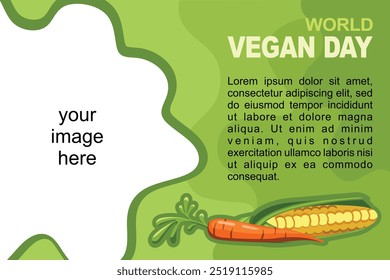 Vetor de modelo de fundo verde do dia vegano para página de aterrissagem, banner e apresentação