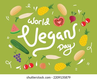 Vegan Day Illustration Food Vector For Vegetarian Healthy Food Event 