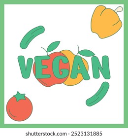 DISEÑO DE VECTOR DE DÍA VEGANO PÓSTER 100% VEGANO