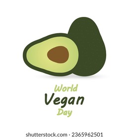 Vegan day world avocado, vector art illustration.
