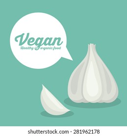 Vegan design over blue background, vector illustration