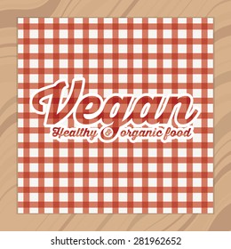 Vegan design over red  background, vector illustration