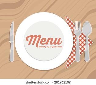 Vegan design over wood background, vector illustration