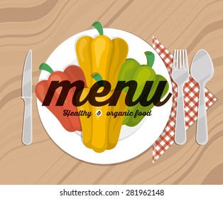 Vegan design over wood background, vector illustration