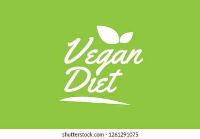 vegan diet word text with leaf green background suitable for card icon or typography logo design