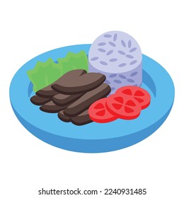 Vegan dish icon isometric vector. Food cuisine. Peri rice