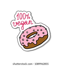 vegan donut doodle icon