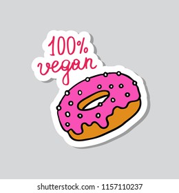 vegan donut doodle sticker icon