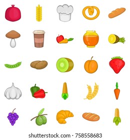 Vegan eatery icons set. Cartoon set of 25 vegan eatery vector icons for web isolated on white background