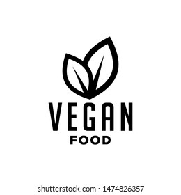 Vegan Eco food, organic products and ecology. Emblem badge logo design