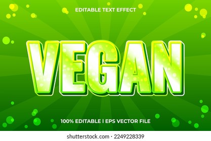 Vegan editable text effect, lettering typography font style, green 3d text for tittle