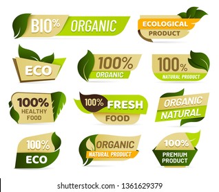 Vegan emblem. Fresh nature product badge, healthy vegetarian food products sticker and natural ecological foods labels. Eco market tag design, veggie market sticker. Vector isolated symbols set