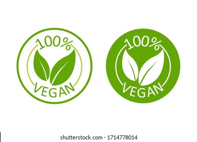 Vegan emblem. Vegan, great design for any purposes. Logo, symbol & background. Eco friendly vector illustration. Natural product. Vector icon design.