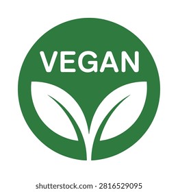 Vegan emblem with stylized leaves a flat vector illustration