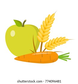 vegan flat design food icon isolated on white background