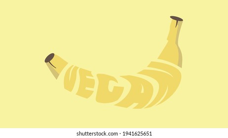 Vegan food banana emblem. notation for defining vegan food 