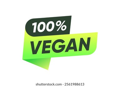 Vegan food banner, 100 Percent vegan label vector design