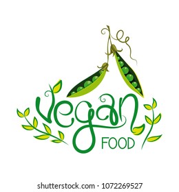 Vegan Food colorful vector typography.