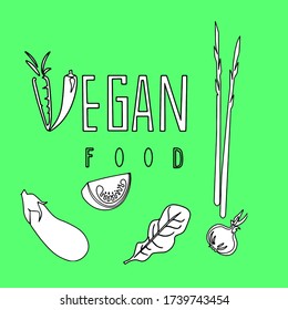 Vegan Food Concept. Vector Illustratioillustration is suitable for social media, banner , poster , Flyer and related with food