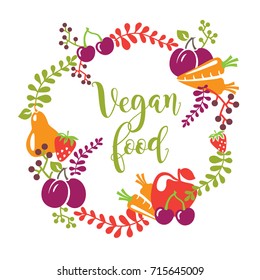 Vegan food concept for your design. Healthy eating logo.