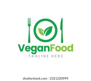 Vegan food diet icon. Bio, Ecology, Organic logos and badges, label, tag. Green leaf on white background. Vector illustration.