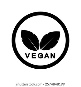 Vegan food diet icon. Organic, bio, eco symbol. Vegan, no meat, lactose free food, healthy, fresh and non-violent. Vector illustration