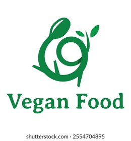 vegan food flat minimalist logo design