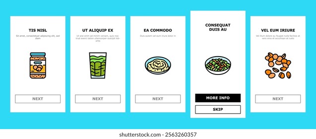 vegan food fresh organic onboarding mobile vector vegetarian healthy, green fruit, diet nutrition, bio market, meal leaf vegetable vegan food fresh organic illustrations