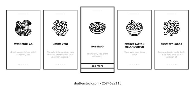 vegan food fresh organic onboarding mobile vector vegetarian healthy, green fruit, diet nutrition, bio market, meal leaf vegetable vegan food fresh organic illustrations