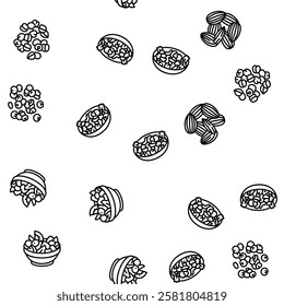 vegan food fresh organic vector seamless pattern thin line illustration