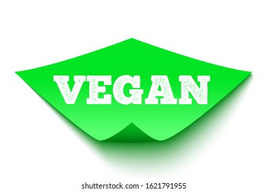 Vegan food green banner. Sticker. Vector illustration.