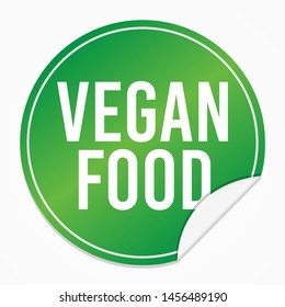 Vegan Food Green Sticker. Healthy Vector Design Art. Promotional Label Element. Badge White Background.