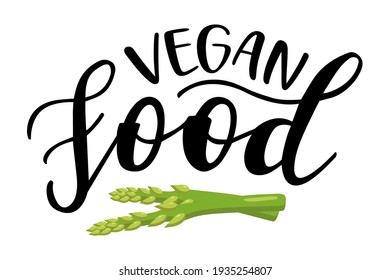 Vegan Food handwritten lettering vector emblem icon. Healthy lifestyle phrases and icon emblems for marketing cards, banners, posters, mug, notebooks, scrapbooking, pillow case and clothes design. 