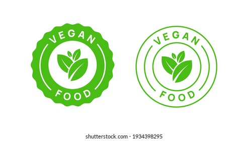 Vegan Food Icon Badge Sign Vector Design. Organic Product Logo.