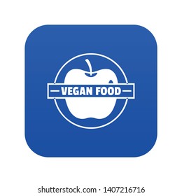 Vegan food icon blue vector isolated on white background