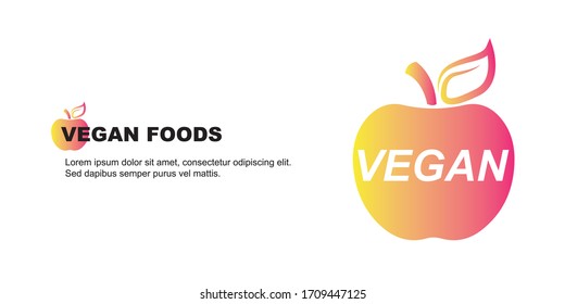 Vegan food icon concept, vector and banner.