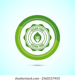 Vegan food icon design illustration. Bio, Ecology, Organic logos and label. Vegan food diet icon. Green Color Button Design