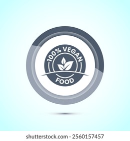 Vegan food icon design illustration. Bio, Ecology, Organic logos and label. Vegan food diet icon. Gray Color Button Design