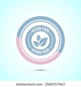 Vegan food icon design illustration. Bio, Ecology, Organic logos and label. Vegan food diet icon. Pastel Color Button Design