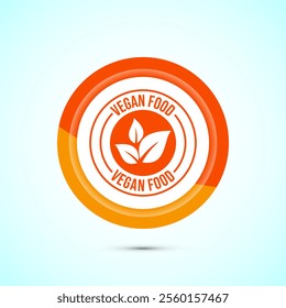 Vegan food icon design illustration. Bio, Ecology, Organic logos and label. Vegan food diet icon. Orange Color Button Design