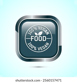 Vegan food icon design illustration. Bio, Ecology, Organic logos and label. Vegan food diet icon. Gray Color Square Button Design