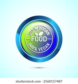 Vegan food icon design illustration. Bio, Ecology, Organic logos and label. Vegan food diet icon. Glossy Round Button Design