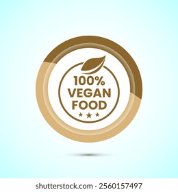 Vegan food icon design illustration. Bio, Ecology, Organic logos and label. Vegan food diet icon. Gold Color Button Design