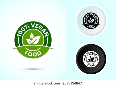 Vegan food icon design illustration. Bio, Ecology, Organic logos and label. Vegan food diet icon