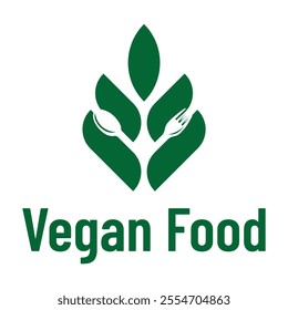 vegan food icon flat minimalist logo design