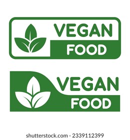 Vegan food icon set badge sign. Bio, Ecology, Organic logos and badges, label, tag. Green leaf on white background. Vector illustration.