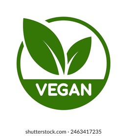 Vegan food icon set badge sign. Bio, Ecology, Organic logos and badges, label, tag. Green leaf on white background. Vector illustration.