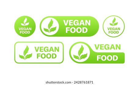 Conjunto de iconos de comida vegana. Banners de comida vegana verde. Estilo plano. Iconos vectoriales