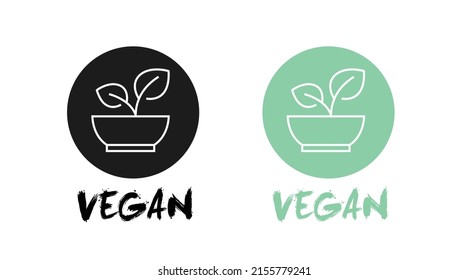 Vegan Food Icon Set. Vector isolated editable flat illustration set