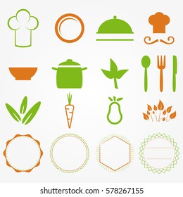 Vegan Food Labels Elements Vector Set